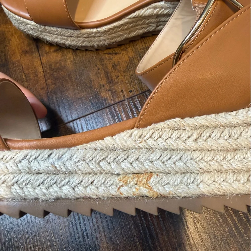 Design Lab Kendra Women's Tan Wedge Espadrilles Sandals Size 9